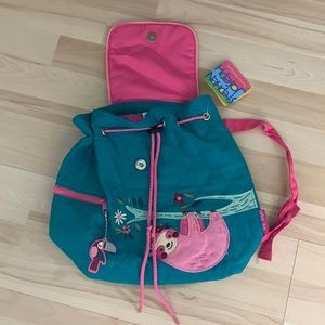 blue and pink sloth backpack brand Stephen Joseph